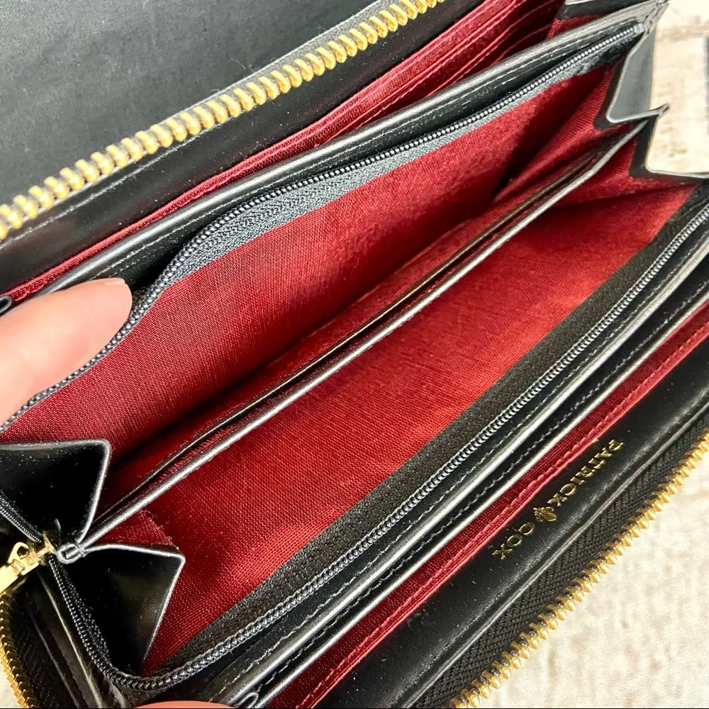 Patrick Cox fleur de lis black leather zippy zip around long wallet *new* - Picture 12 of 16